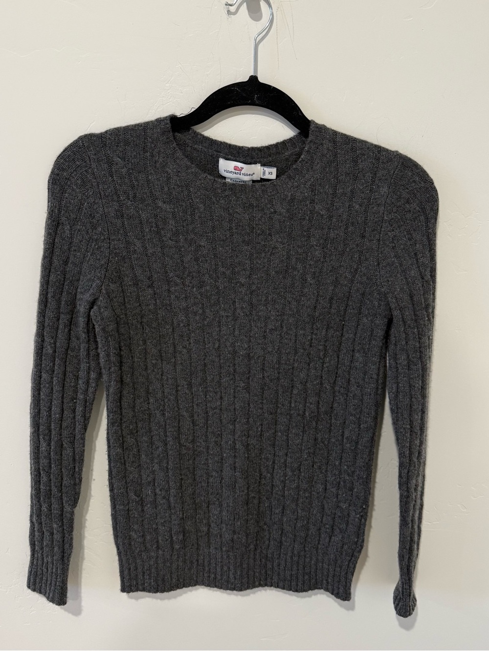 Vineyard Vines Dark Gray Ribbed Crewneck Sweater Womens XS Cashmere Collegiate